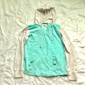 Hoodie Mint Green White Sleeves and White Hood